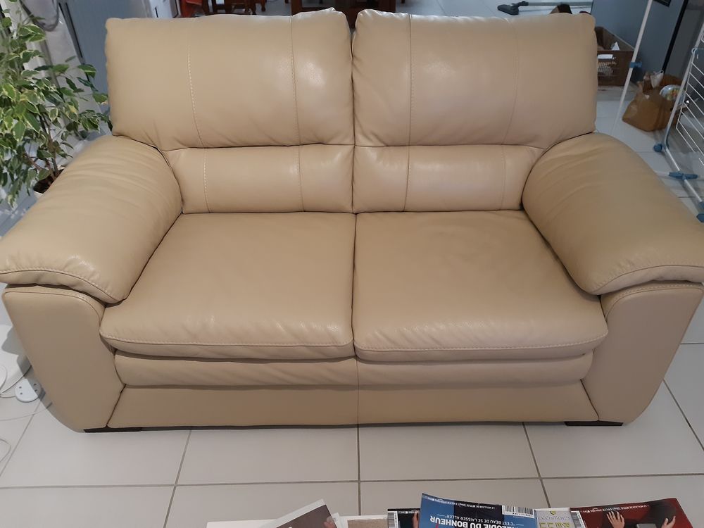 Canap� en cuir deux places et fauteuil 350 Viarmes (95)