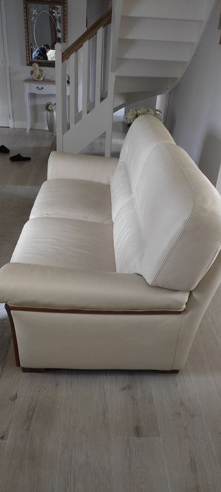 Canap� cuir �cru Monsieur Meuble 3 places 2 m�tres 520 Lusigny-sur-Barse (10)