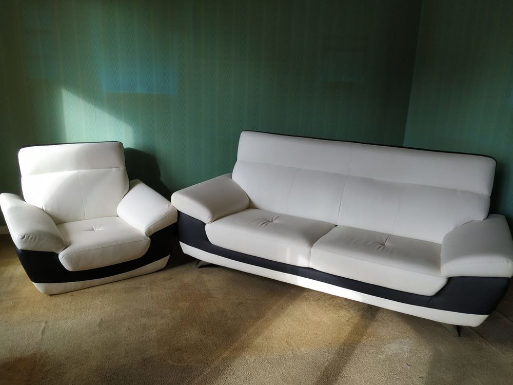 Canap� en cuir+ 1 fauteuil 200 Quimper (29)