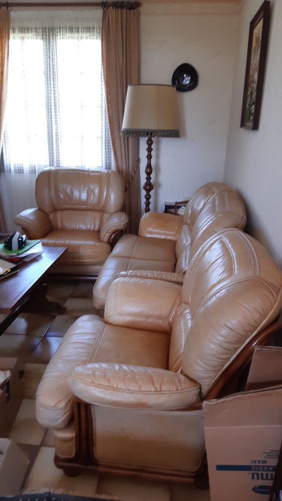 Canape en cuir et les 2 fauteuils en cuir beige 800 Sognolles-en-Montois (77)