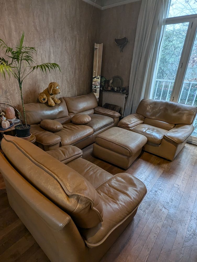 canap� cuir + 2 fauteuils+ un pouf 500 Sceaux (92)