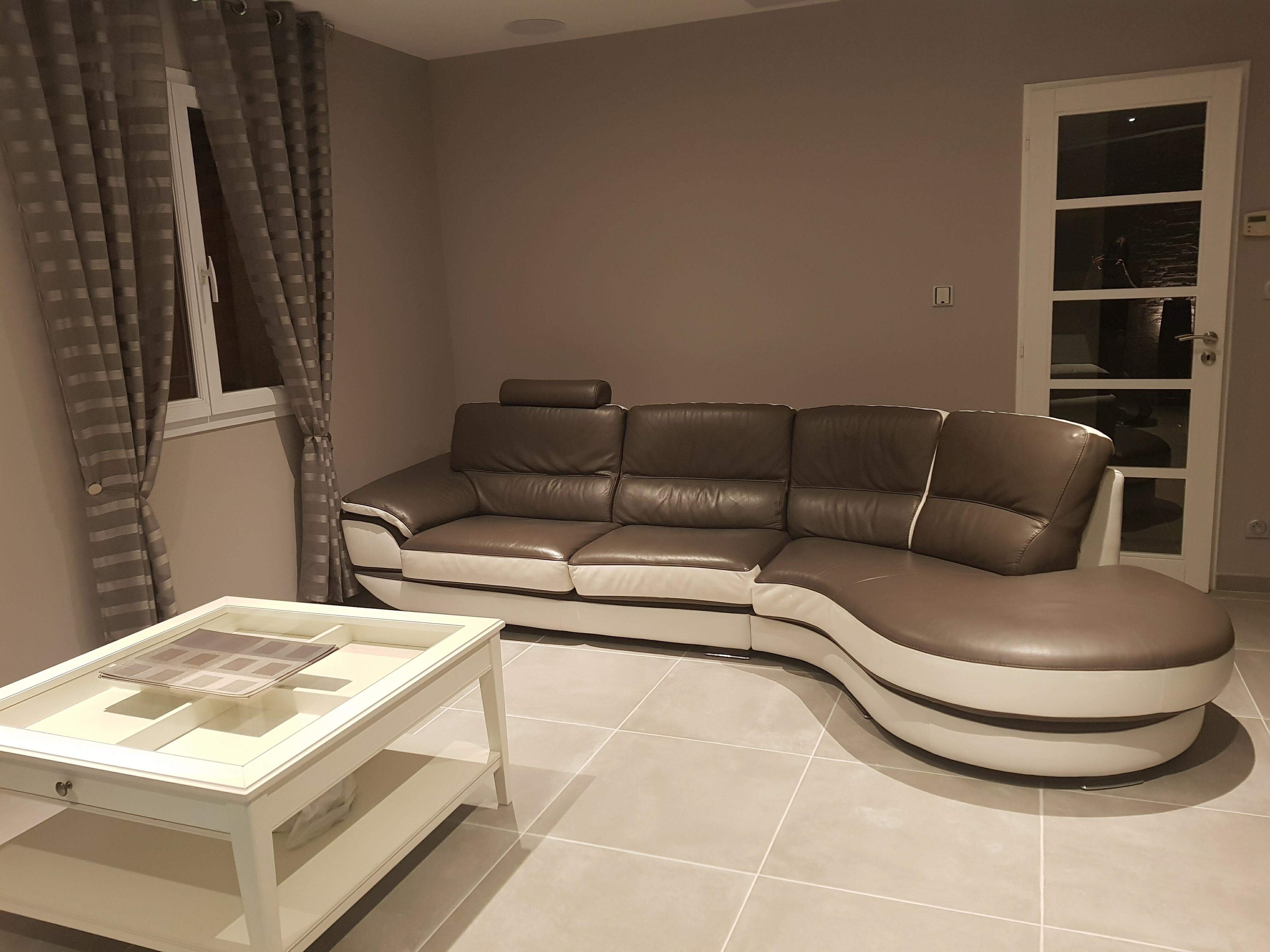 canap� cuir gris et blanc 900 Tignieu-Jameyzieu (38)