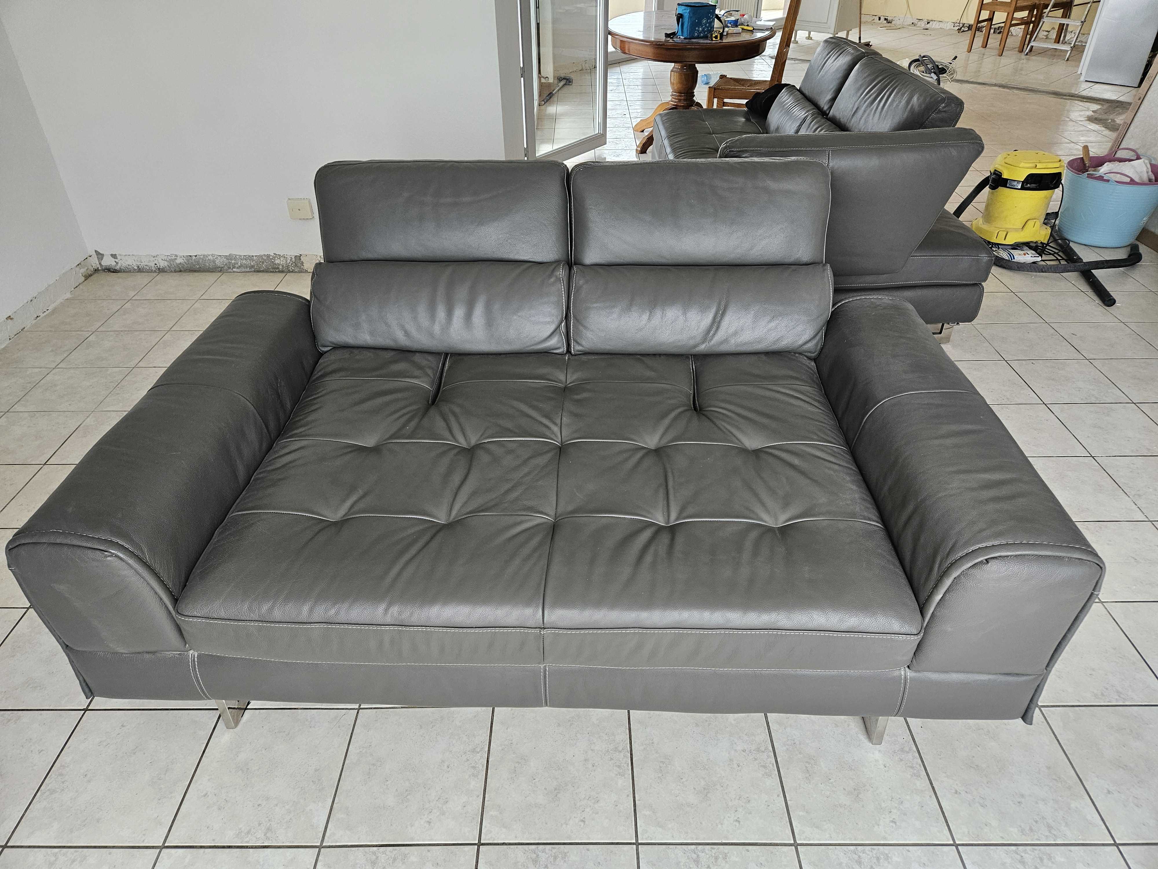 Canap� Cuir gris fonc� Cuir Center 270 Lyon 3 (69)