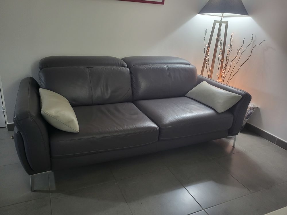 Canap� Cuir Gris Gautier mod�le MEDA 3 places 600 Saint-Maur-des-Foss�s (94)