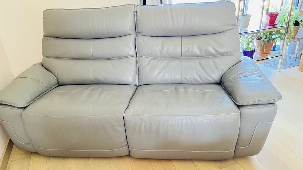 Canap� cuir gris deux places 950 Ginals (82)