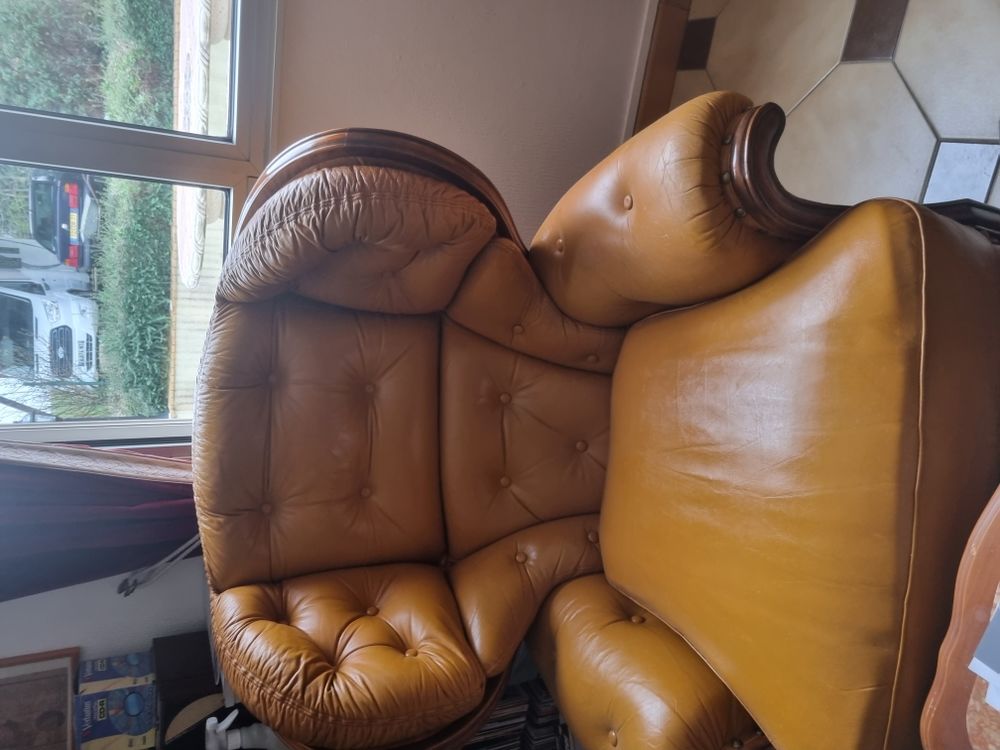 Canap� cuir Italien fauve 400 Rebais (77)