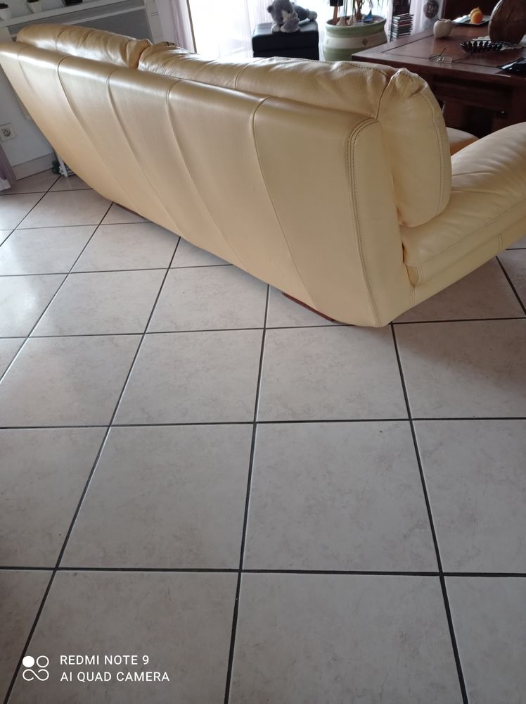 Canap� cuir jaune 350 Elne (66)