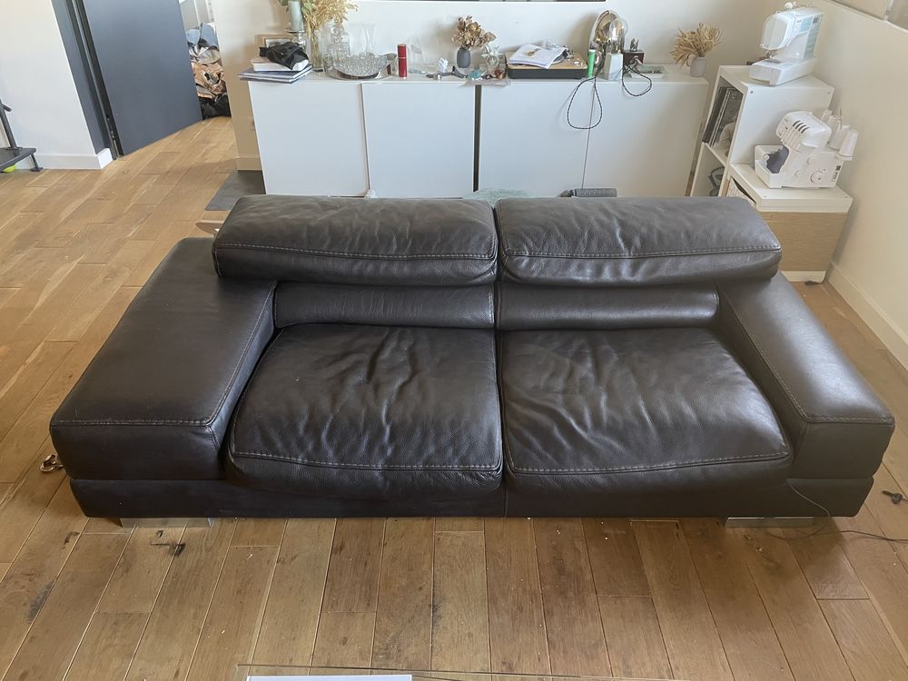 Canap� en cuir marron Rochebobois 250 Courbevoie (92)