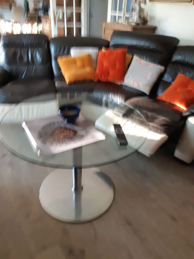 canap� cuir marron fonc� et ecru 500 Pont-l'�v�que (14)