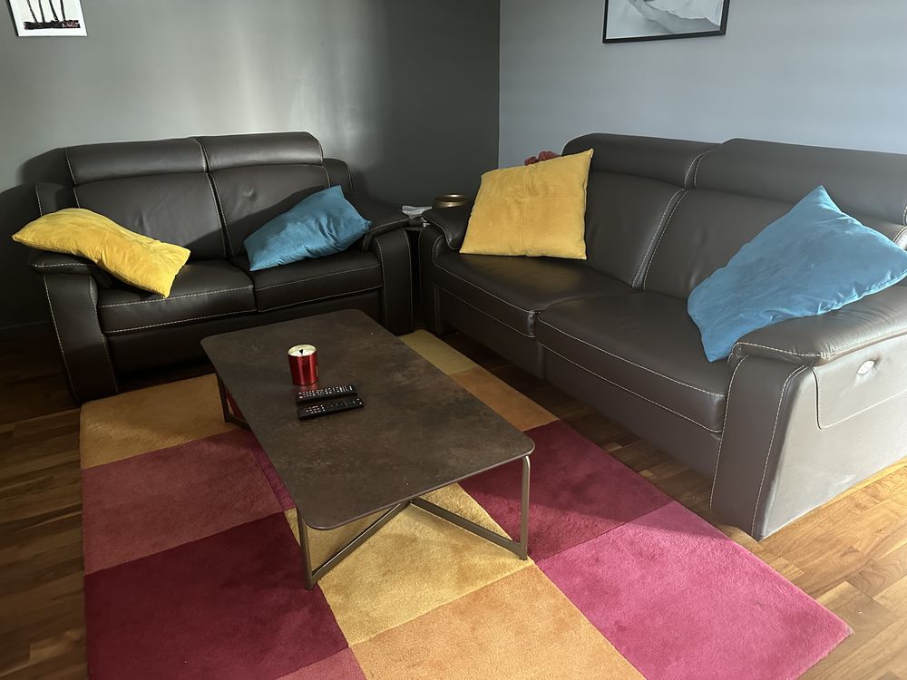 Canap� cuir marron 2400 Bazeilles (08)