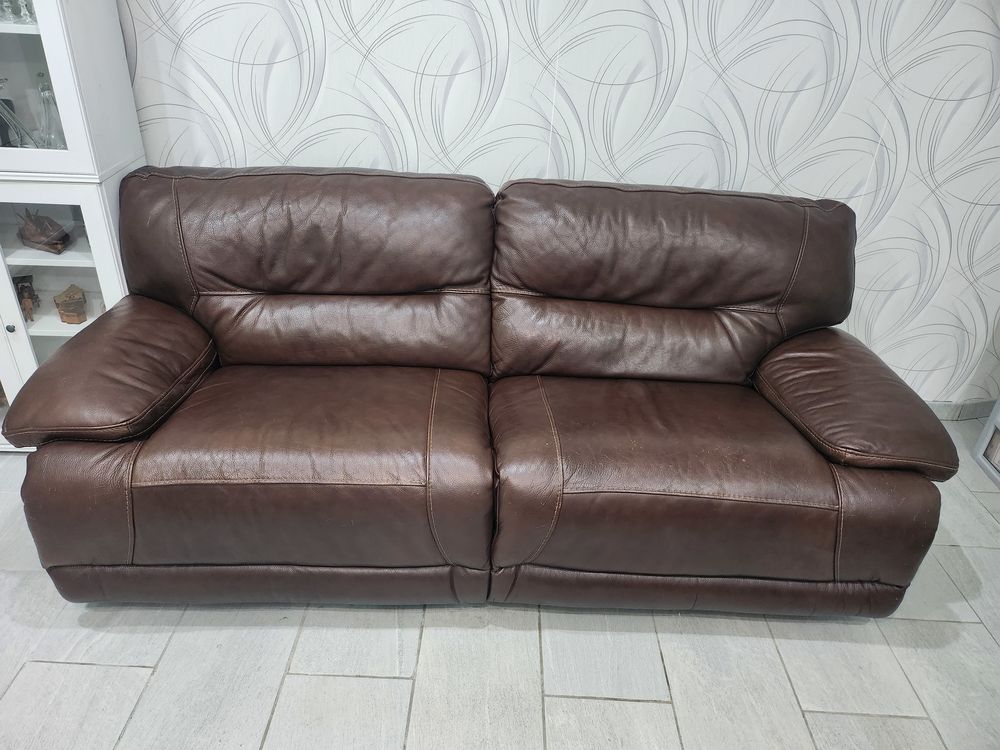 Canap� cuir marron convertible 210 N�ux-les-Mines (62)