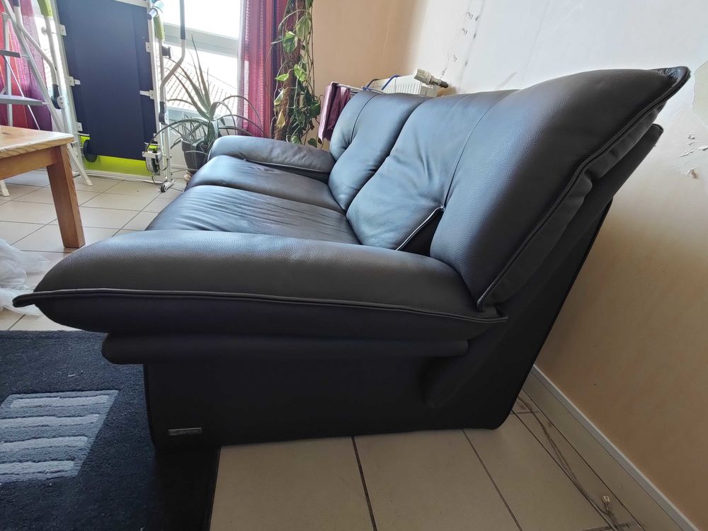 Canap� en cuir marron chocolat 1000 Marboz (01)