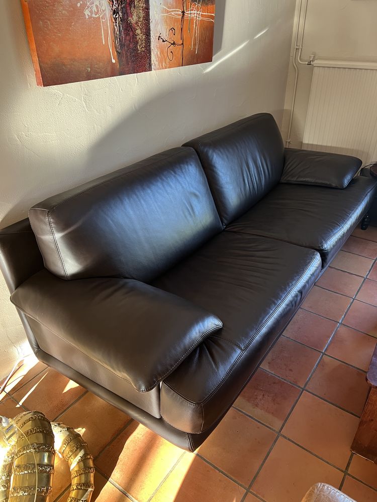 canap� cuir marron chocolat 150 Herblay (95)