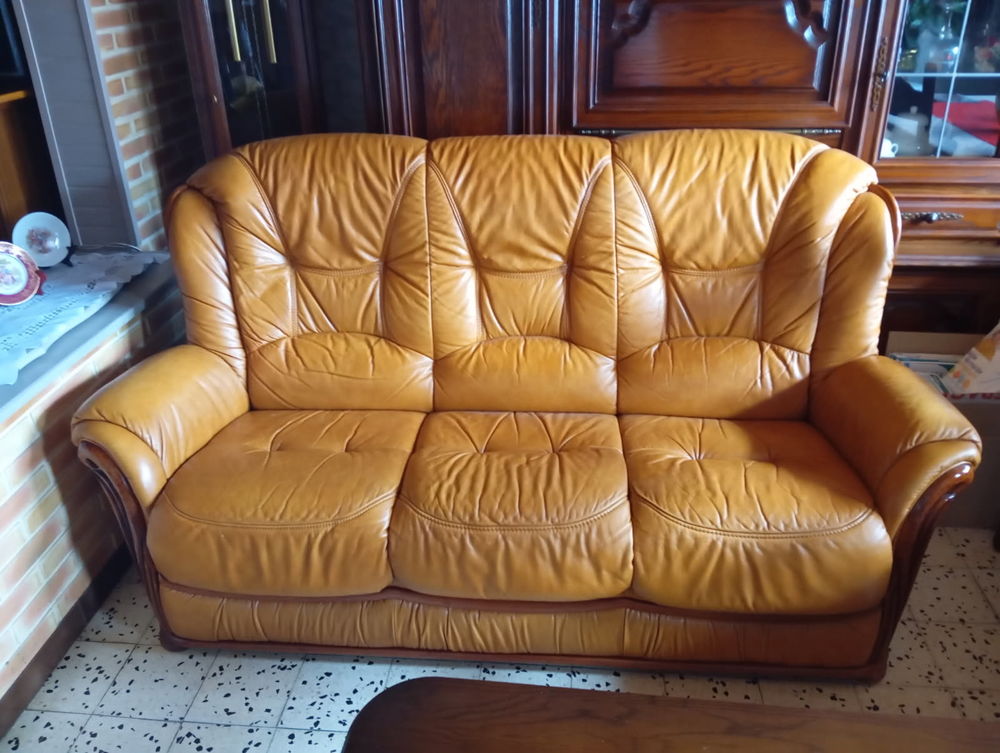 Canap� en cuir marron 80 P�renchies (59)