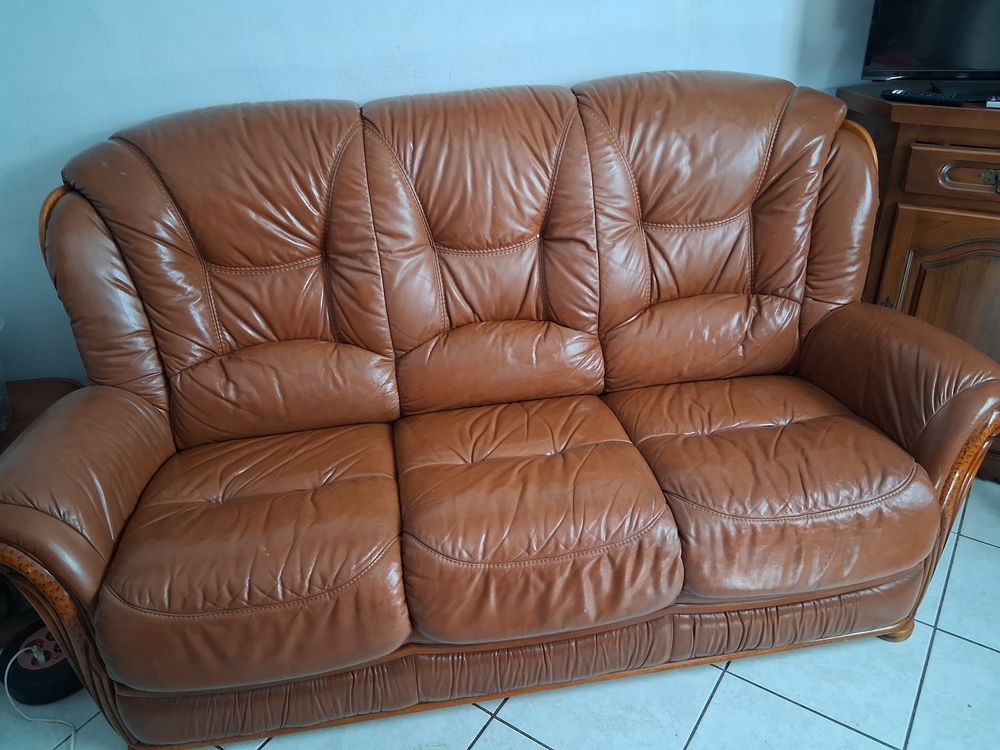 Canap� cuir marron 60 Mont-de-Marsan (40)