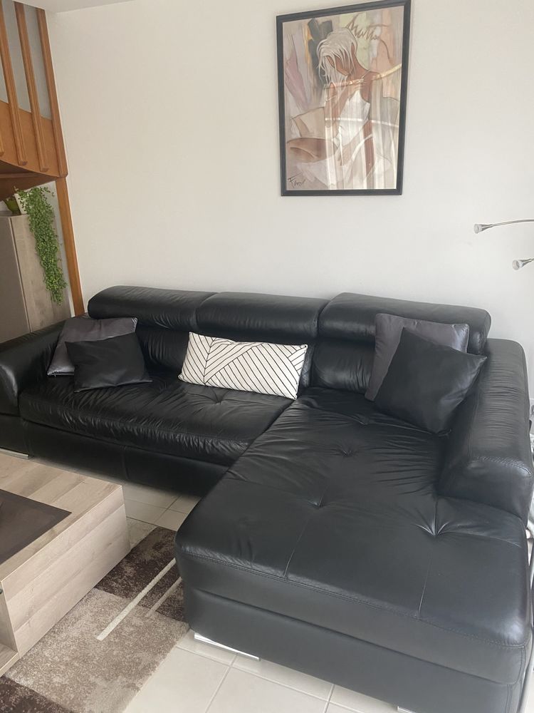 Canap� cuir noir / m�ridienne 0 Mont�vrain (77)