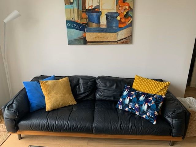 Canap� cuir noir 3 places ALINEA 0 Ville-d'Avray (92)