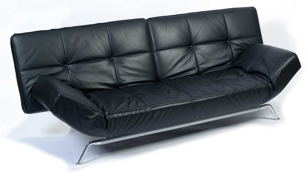 Canape cuir noir convertible Ligne Roset Smala 0 Roquefort-les-Pins (06)