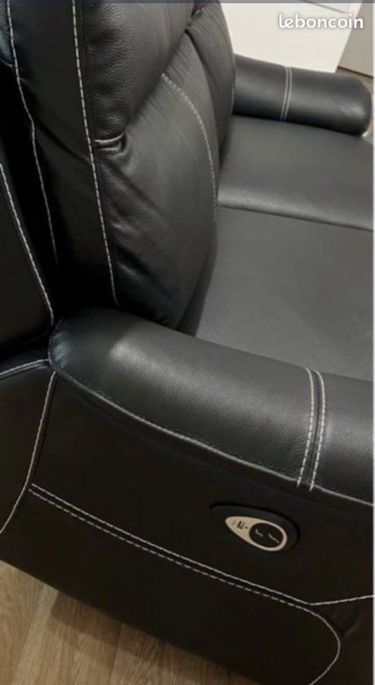 Canap� en cuir noir relax 1000 Gennevilliers (92)