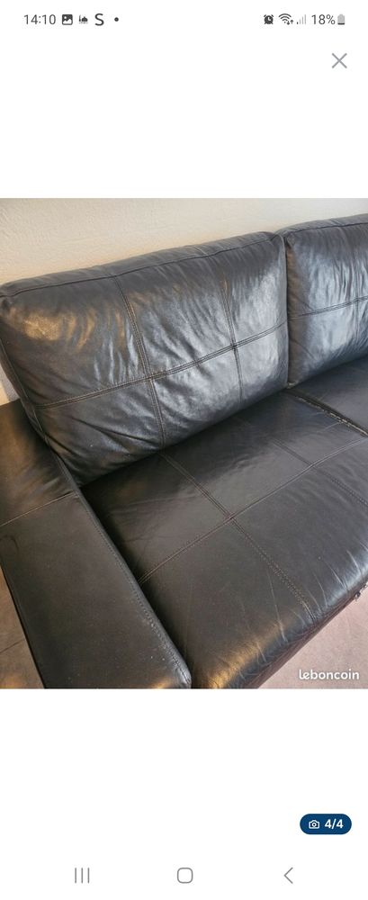 Canap� cuir noir 280 Launaguet (31)