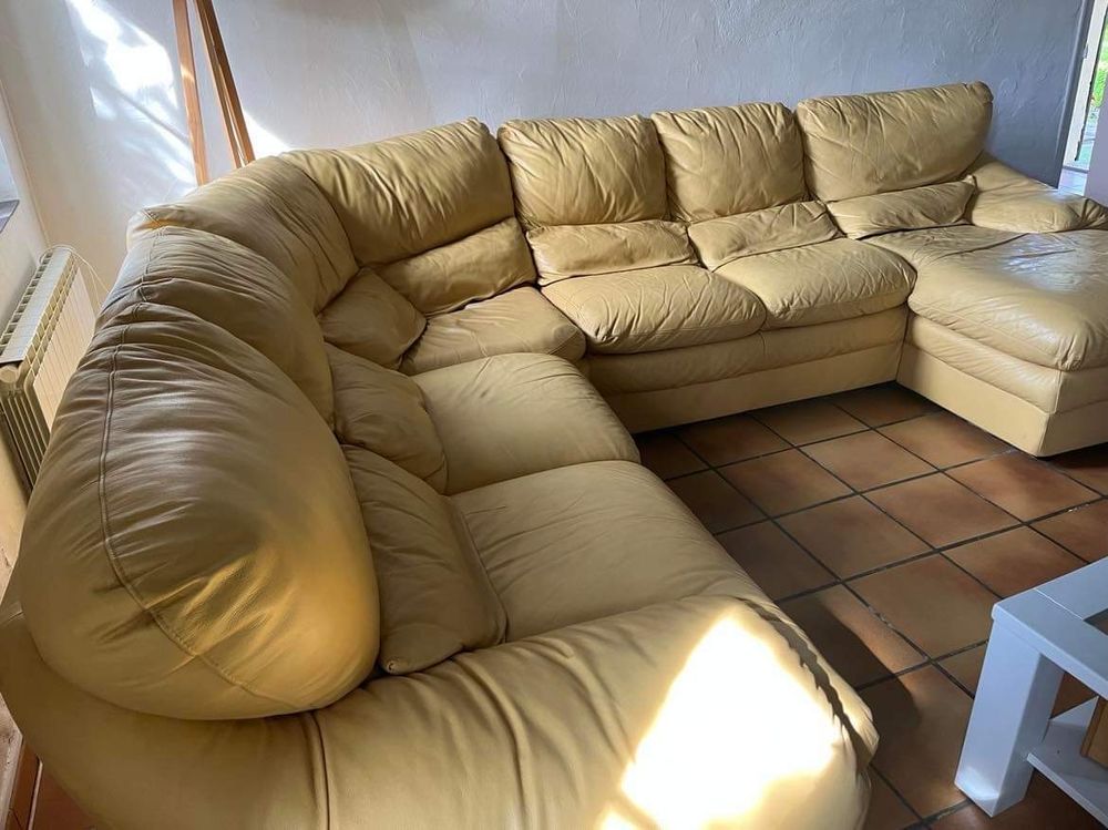 canap� cuir 7 places jaune 700 Budos (33)