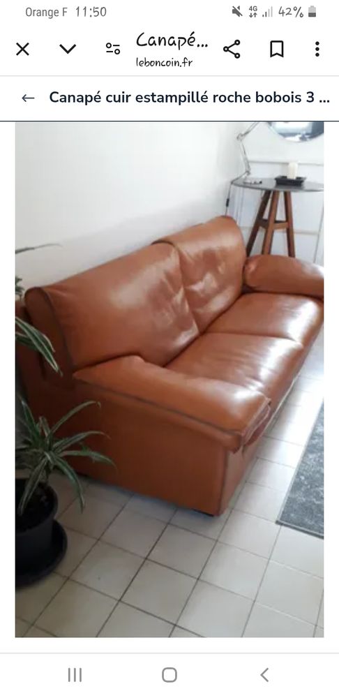 Canap� cuir 3 places rochebobois 1500 Saint-Cr�pin-Ibouvillers (60)