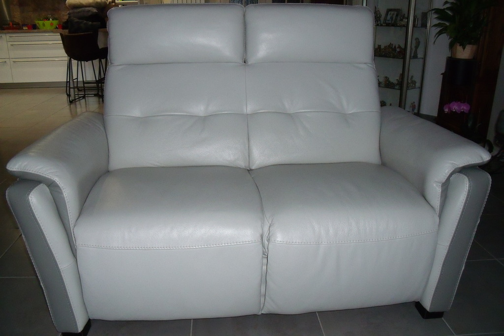 canap� cuir pleine fleur couleur beige et gris 400 R�ulx (59)