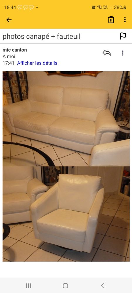 canap� cuir plus fauteuil 950 Pau (64)