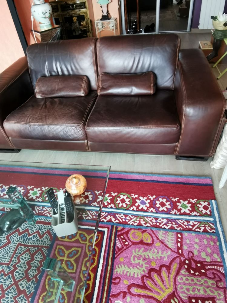 Canap� en cuir Roche Bobois couleur marron chocolat 450 Le Mesnil-Esnard (76)