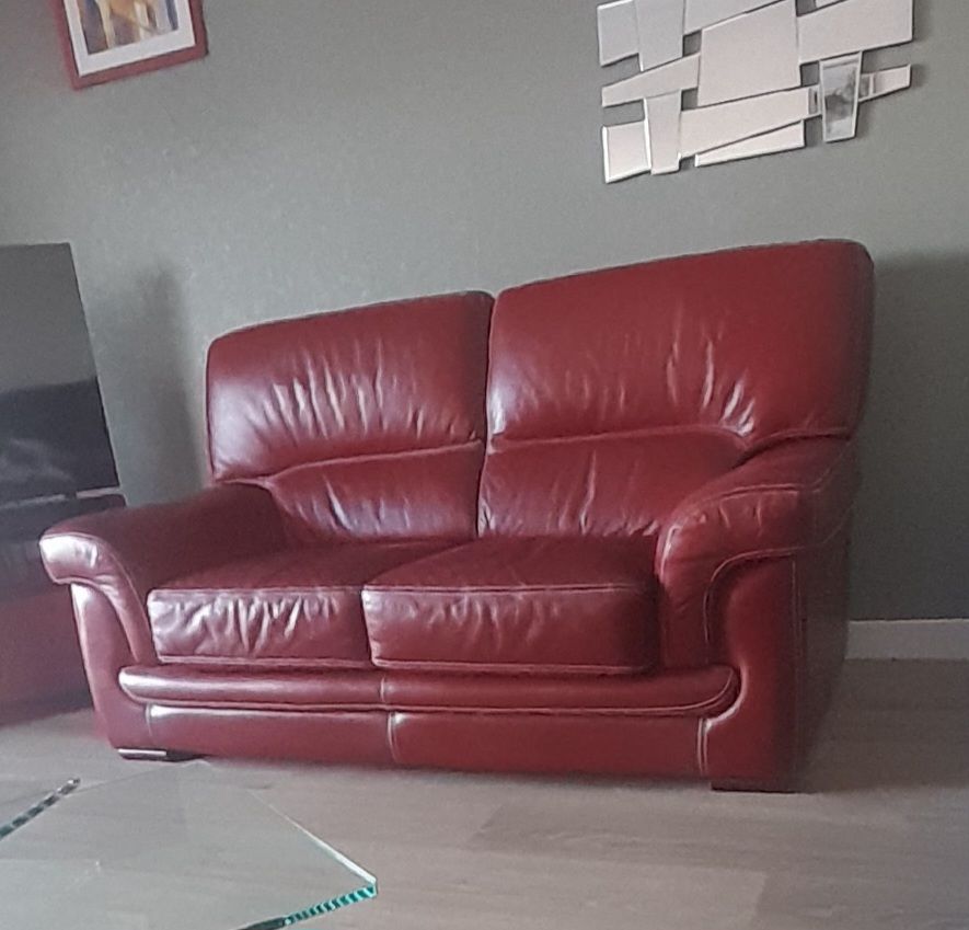 Canap� cuir rouge excellent �tat 280 Besan�on (25)