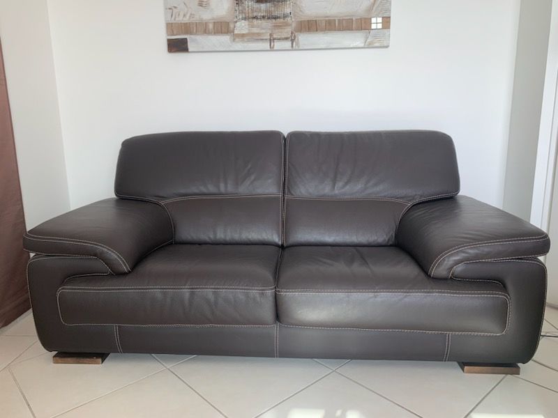 Canap� cuir v�ritable 2 places fixe 350 La Chapelle-R�anville (27)