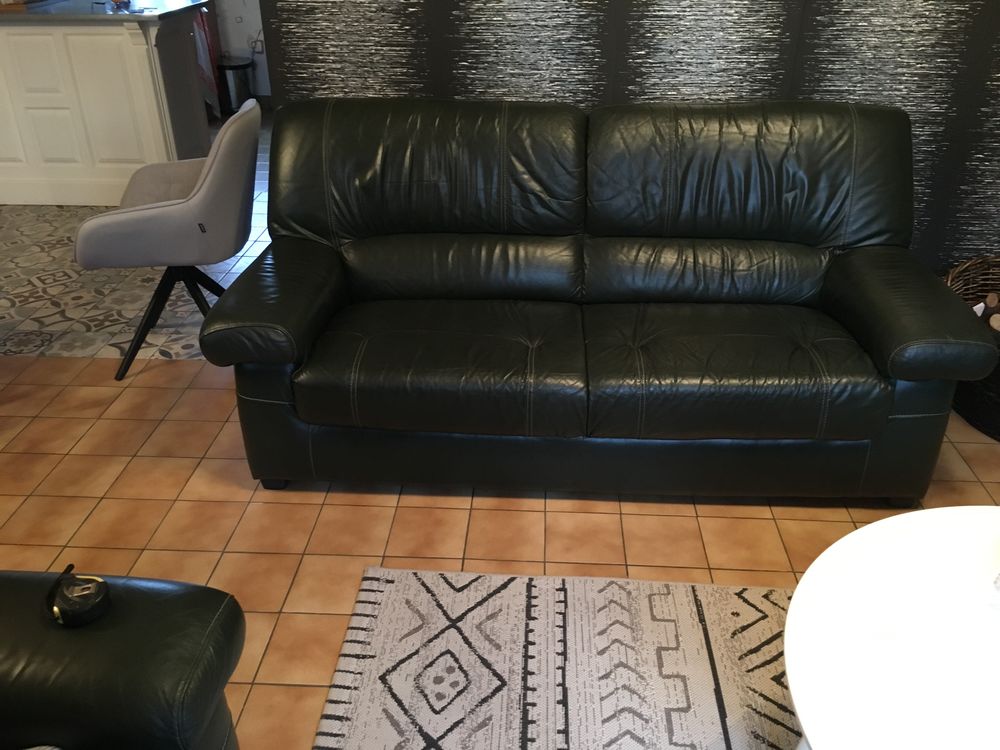 Canap� cuir vert 185 Labeuvri�re (62)