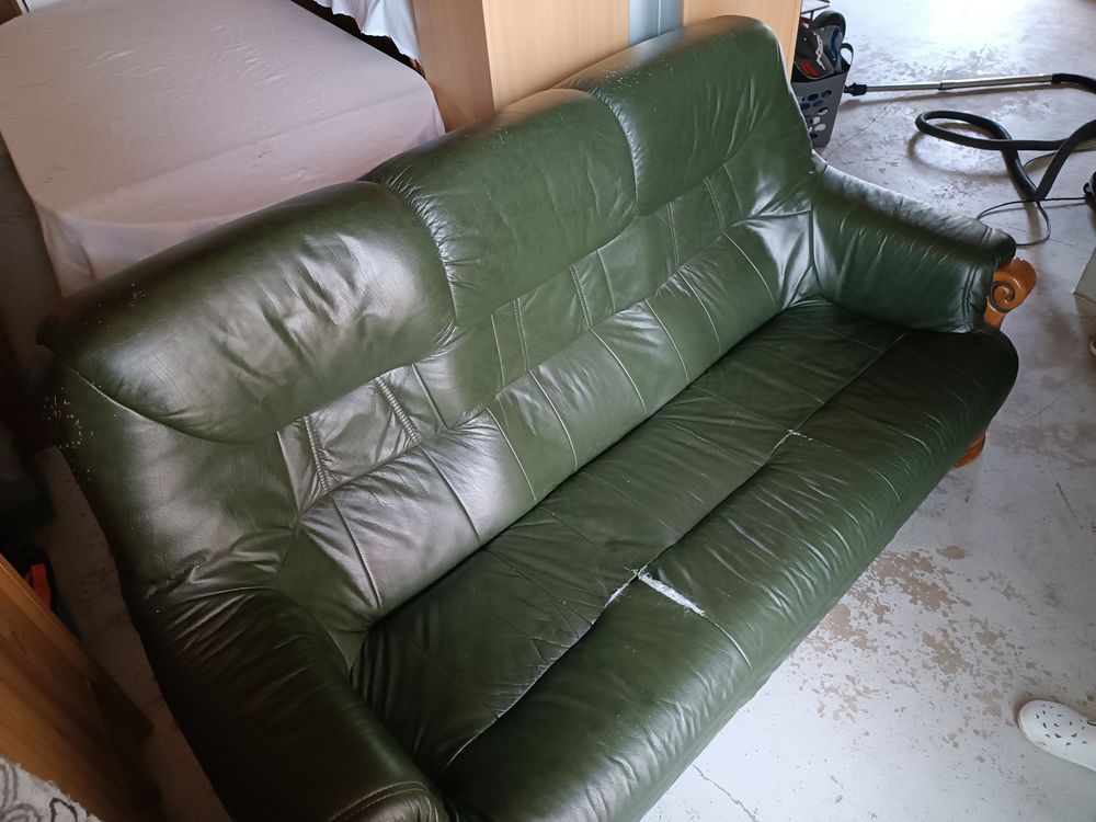 Canap� cuir vert  et bois  3 places  
40 Pasli�res (63)