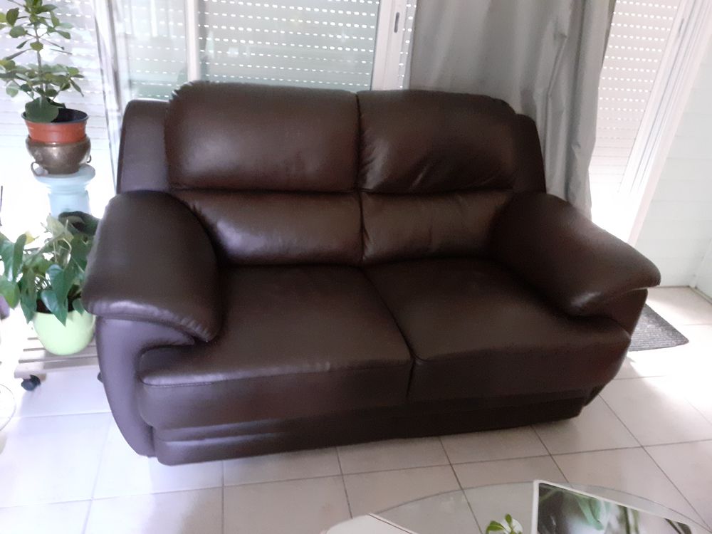 canap� cuir2 places marron 300 Condom (32)