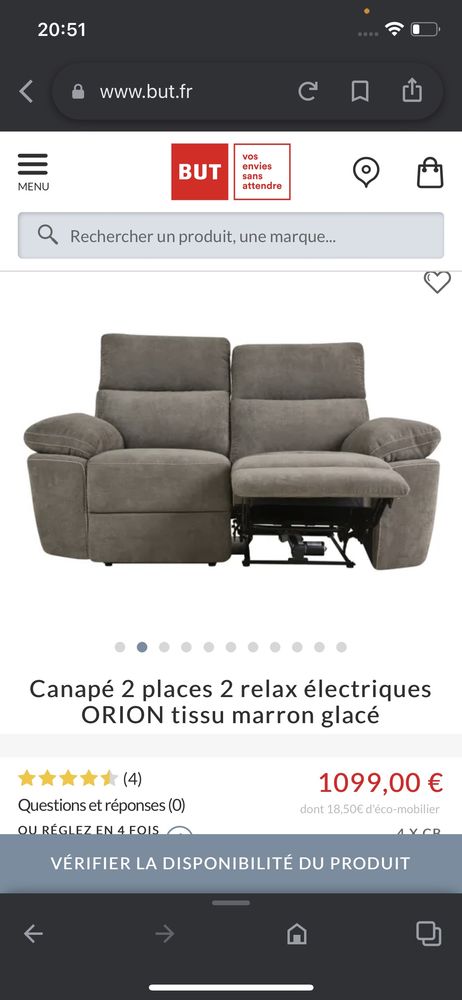 Canap� deux places �lectrique 450 Annemasse (74)