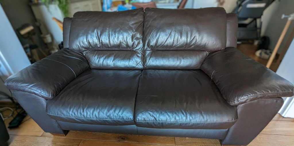 Canap� deux places en cuir marron 150 Cond�-sur-l'Escaut (59)