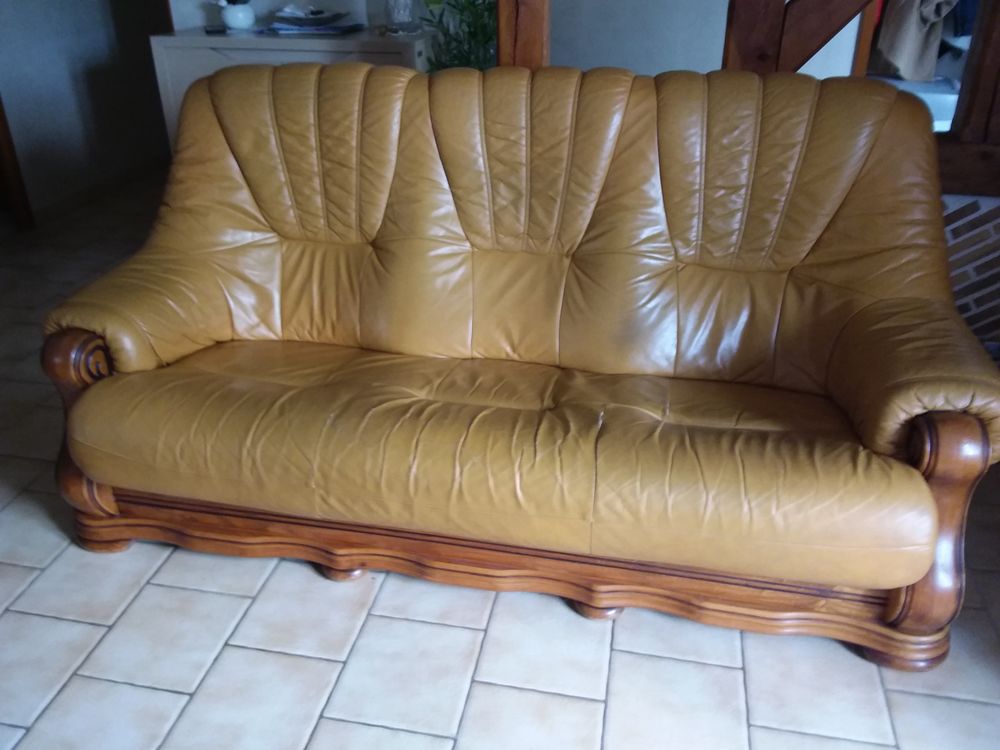 CANAP�  - FAUTEUIL - POUF EN CUIR
�TAT TR�S SATISFAISANT 510 Bourges (18)