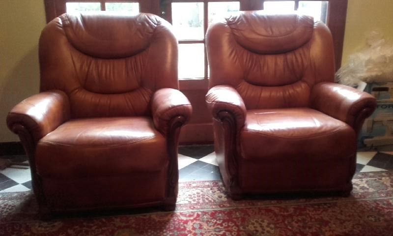 Canap� fixe + 2 Fauteuils cuir 250 Cepoy (45)