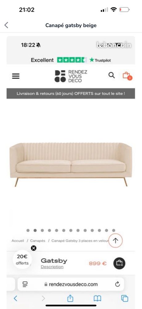 canap� gatsby 350 Alfortville (94)