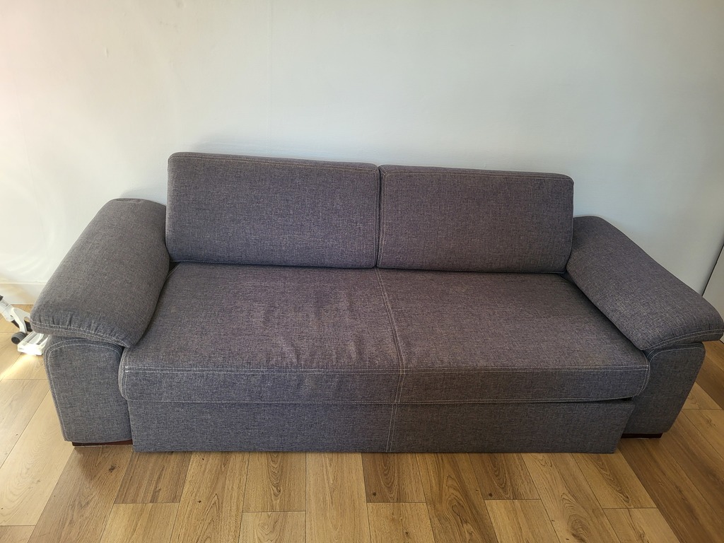 Canap� gris confortable en tissu convertible en lit 155 Haut-Mauco (40)