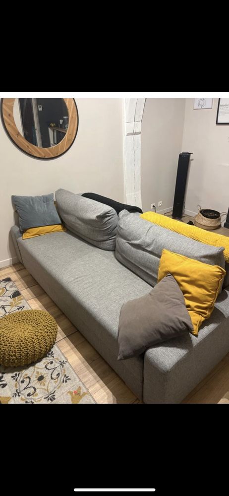 Canap� lit gris d'occasion 200 Chartres (28)