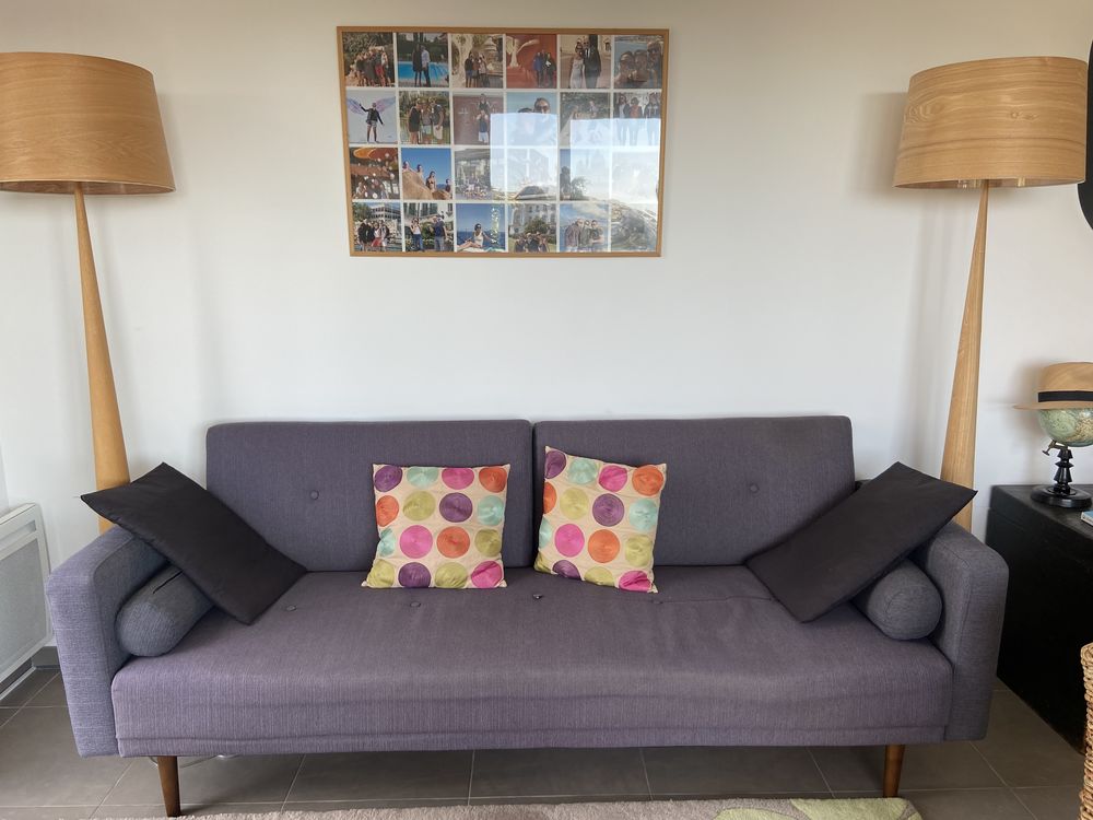 Canap� gris en tissus 3 places 100 Antibes (06)