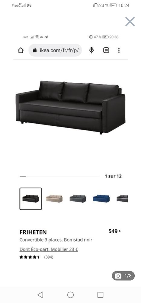Canap� IKEA 3 places convertible 250 Asni�res-sur-Seine (92)