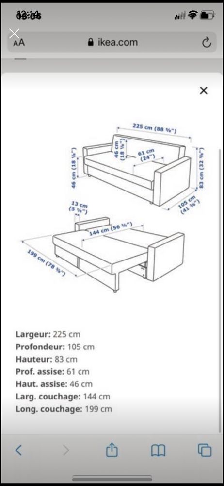 Canapé lit IKEA  290 Romainville (93)