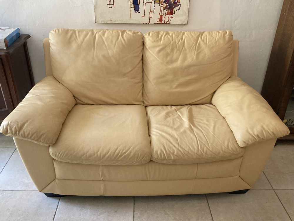 Canap� Italsofa 2 places cuir v�ritable jaune beige 150 Cavaillon (84)
