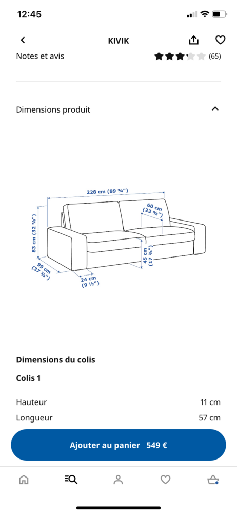 Canap� kivik ikea 3 places 100 Paris 12 (75)