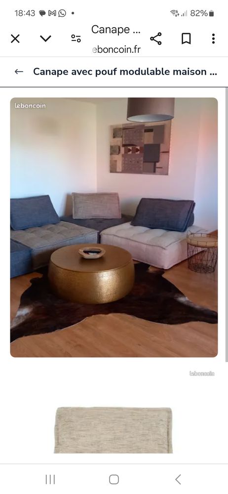 Canap� Maison du Monde avec 3 poufs modulables 0 Le Havre (76)