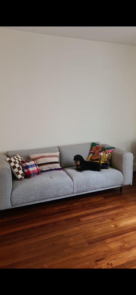 Canap� Maisons du Monde 3/4 places en velours c�tel� gris 290 Bois-Colombes (92)