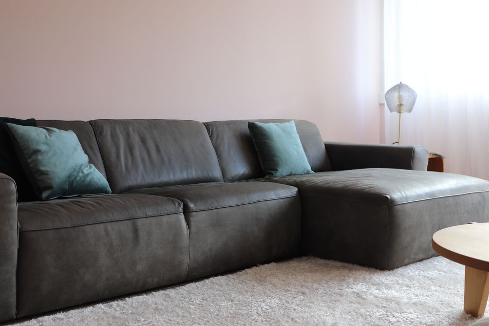 Canap� 3pl+m�ridienne en cuir de vachette anthracite 750 Annemasse (74)