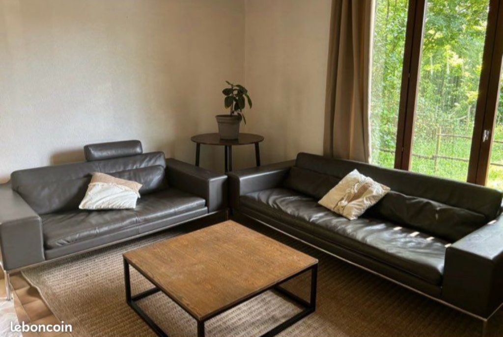 Canap� moderne en cuir noir - 2 places 300 Chignin (73)